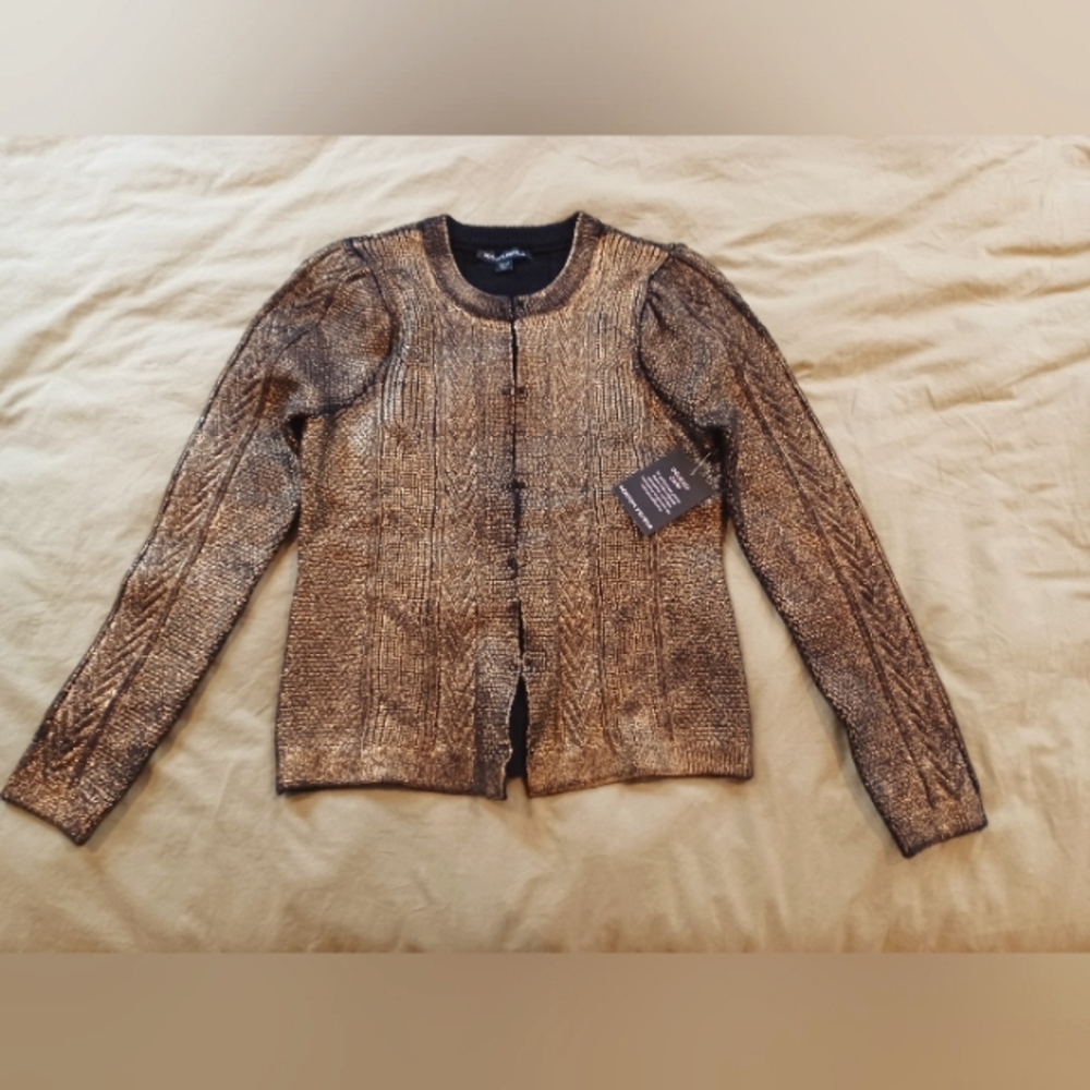 Boston Proper NWT gold and black knit jacket cardigan size xs